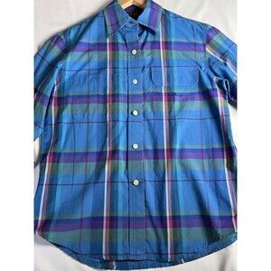 Lauren Ralph Lauren plaid Button Front Blouse Women’s PS Long Roll Tab Sleeves